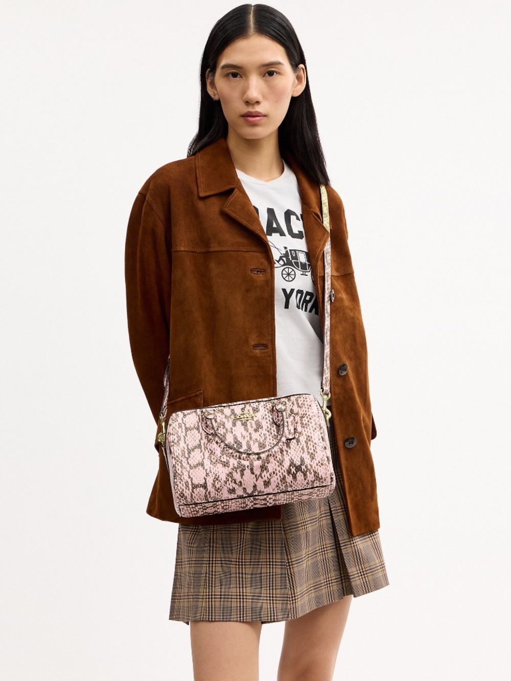 Coach snake print pink Rowan Satchel Bag